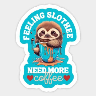 Funny Sloth Caffeine Black Sticker